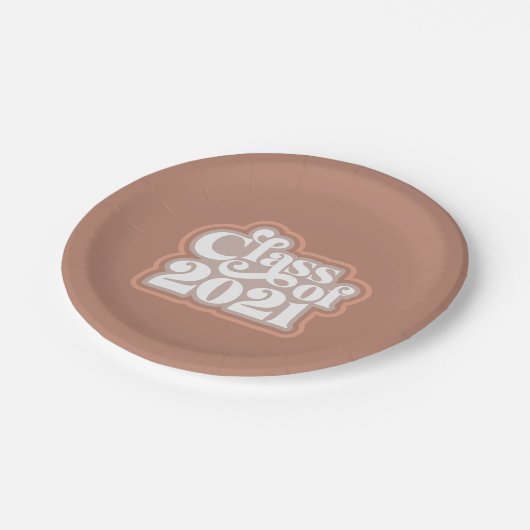 Retro Moderne Klasse von 2021 Pappteller (Schrägansicht)