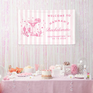 Retro Moderne Margaritas und Matrimone Striped Bac Banner