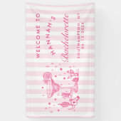 Retro Moderne Margaritas und Matrimone Striped Bac Banner (Vertikal)