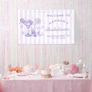 Retro Moderne Margaritas und Matrimone Striped Bac Banner