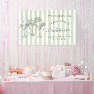 Retro Moderne Margaritas und Matrimone Striped Bac Banner