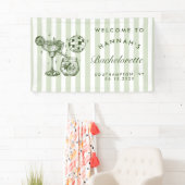 Retro Moderne Margaritas und Matrimone Striped Bac Banner (Insitu)