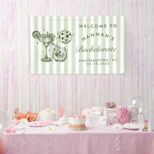 Retro Moderne Margaritas und Matrimone Striped Bac Banner