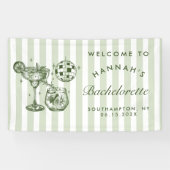 Retro Moderne Margaritas und Matrimone Striped Bac Banner (Horizontal)