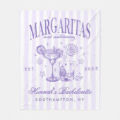 Retro Moderne Margaritas und Matrimone Striped Bac Fleecedecke (Vorderseite)