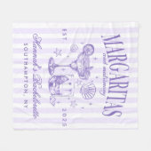 Retro Moderne Margaritas und Matrimone Striped Bac Fleecedecke (Vorderseite (Horizontal))