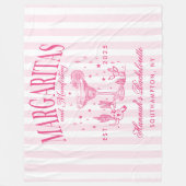 Retro Moderne Margaritas und Matrimone Striped Bac Fleecedecke (Vorderseite)