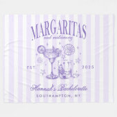 Retro Moderne Margaritas und Matrimone Striped Bac Fleecedecke (Vorderseite (Horizontal))