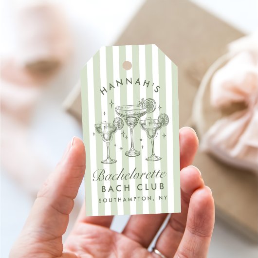 Retro Moderne Margaritas und Matrimone Striped Bac Geschenkanhänger