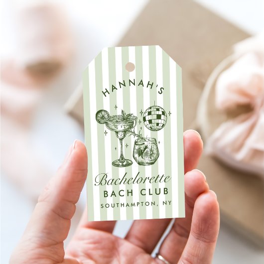 Retro Moderne Margaritas und Matrimone Striped Bac Geschenkanhänger