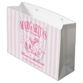 Retro Moderne Margaritas und Matrimone Striped Bac Große Geschenktüte (Rückseite Schrägansicht)