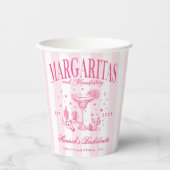 Retro Moderne Margaritas und Matrimone Striped Bac Pappbecher (Vorderseite)