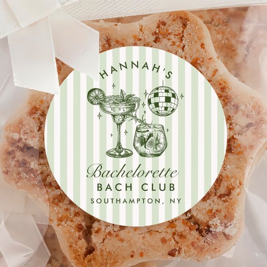 Retro Moderne Margaritas und Matrimone Striped Bac Runder Aufkleber