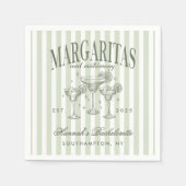 Retro Moderne Margaritas und Matrimone Striped Bac Serviette (Vorderseite)