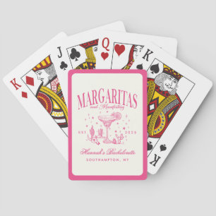 Retro Moderne Margaritas und Matrimone Striped Bac Spielkarten