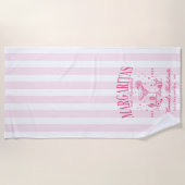 Retro Moderne Margaritas und Matrimone Striped Bac Strandtuch (Vorderseite)