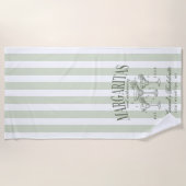 Retro Moderne Margaritas und Matrimone Striped Bac Strandtuch (Vorderseite)