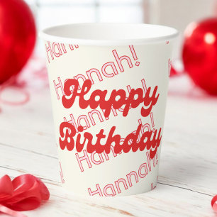 Retro Moderne Minimalistische Blasen Geburtstag Pappbecher