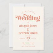 Retro Moderne Minimalistische Pastelsommerhochzeit Einladung (Vorderseite)