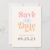 Retro Moderne Minimalistische Pastelsommerhochzeit Save The Date (Vorderseite)