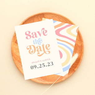 Retro Moderne Minimalistische Pastelsommerhochzeit Save The Date