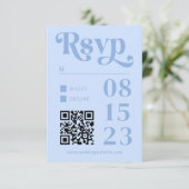 Retro Moderne Minimalistische Pfirsich und Blue We RSVP Karte (Stehend Vorderseite)