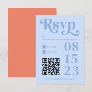 Retro Moderne Minimalistische Pfirsich und Blue We RSVP Karte