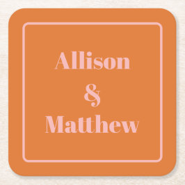 Retro Moderne Minimalistische Rosa- und Orangenbez Rechteckiger Pappuntersetzer