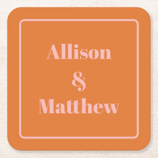 Retro Moderne Minimalistische Rosa- und Orangenbez Rechteckiger Pappuntersetzer (Vorderseite)