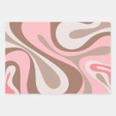 Retro Moderne Mocha-Braun- und rosa-Muster Geschenkpapier Set (Vorderseite 3)