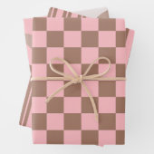 Retro Moderne Mocha-Braun- und rosa-Muster Geschenkpapier Set (Beispiel)