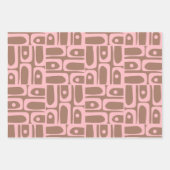 Retro Moderne Mocha-Braun- und rosa-Muster Geschenkpapier Set (Vorderseite 3)