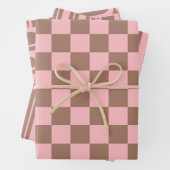 Retro Moderne Mocha-Braun- und rosa-Muster Geschenkpapier Set (Beispiel)