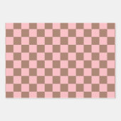 Retro Moderne Mocha-Braun- und rosa-Muster Geschenkpapier Set (Vorderseite)