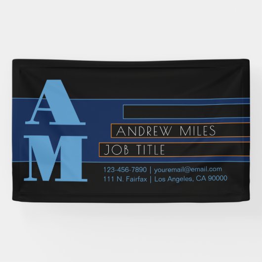 Retro-moderne Monogram & bearbeitbare Formen & Far Banner (Horizontal)