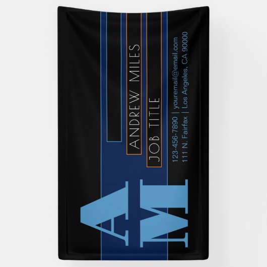 Retro-moderne Monogram & bearbeitbare Formen & Far Banner (Vertikal)