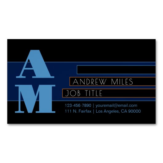 Retro-moderne Monogram & bearbeitbare Formen & Far Magnetische Visitenkarte (Vorderseite)