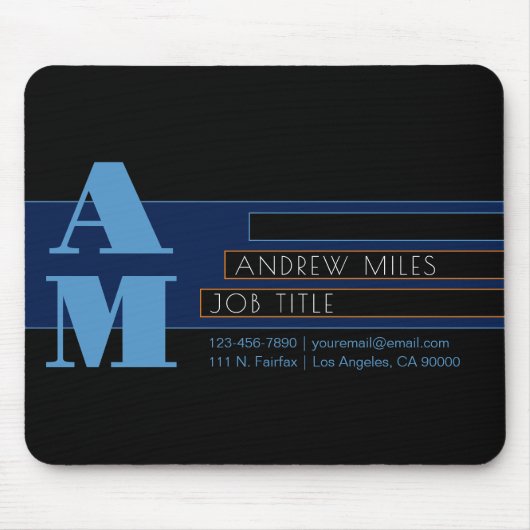 Retro-moderne Monogram & bearbeitbare Formen & Far Mousepad (Vorne)