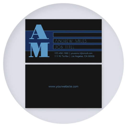 Retro-moderne Monogram & bearbeitbare Formen & Far Visitenkarte