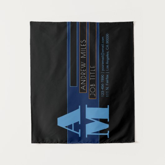 Retro-moderne Monogram & bearbeitbare Formen & Far Wandteppich (Vorderseite)