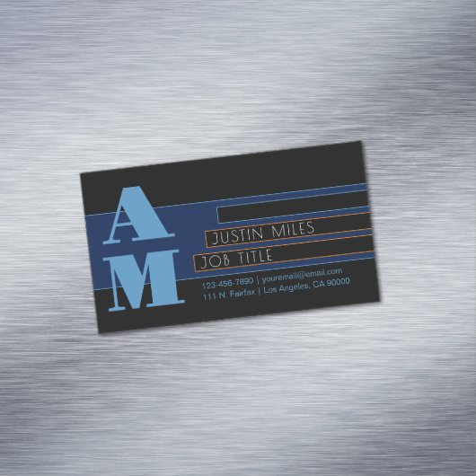 Retro-moderne Monogramm- & Designvorlage Magnetische Visitenkarte (Beispiel)