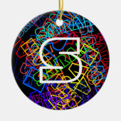 Retro-Moderne Name & Monogram, helle Farben & Schw Keramik Ornament (Vorne)