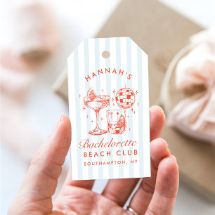 Retro-moderne orange und blaue Streifen Junggesell Geschenkanhänger