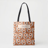 Retro Moderne Orangeneier Blume Individuelle Name Tasche (Vorderseite)