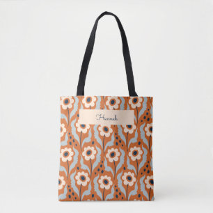 Retro Moderne Orangeneier Blume Individuelle Name Tasche