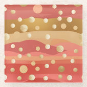 Retro-moderne Polka-Punkte mit Herbstdünen Glasuntersetzer (Vorderseite)