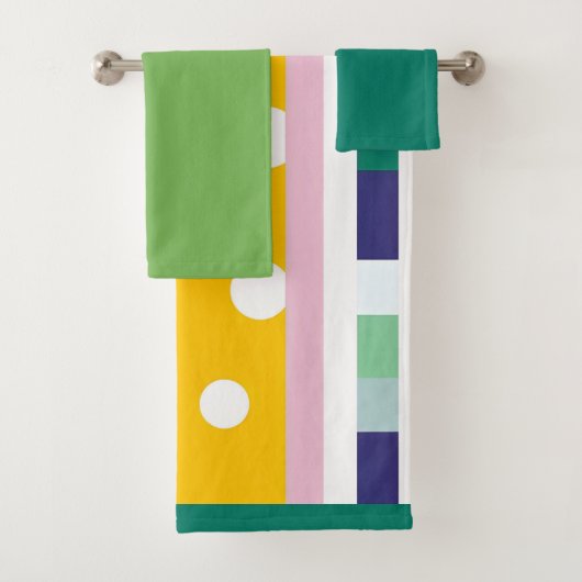 Retro Moderne Pop-Kunst des Mittelalters inspirier Badhandtuch Set (Insitu)