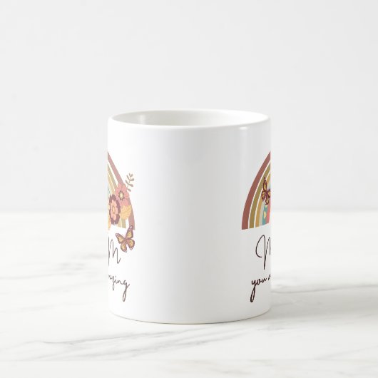 Retro Moderne Rainbow Blume, MAMA Sie sind Phantas Kaffeetasse (Mittel)