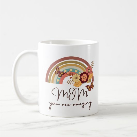 Retro Moderne Rainbow Blume, MAMA Sie sind Phantas Kaffeetasse (Links)