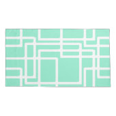 Retro moderne Rechtecke auf verdünntem Aqua Kissenbezug (Rückseite-Links)